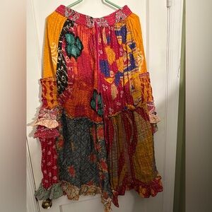 Bohemian Patchwork Wide Leg Pants